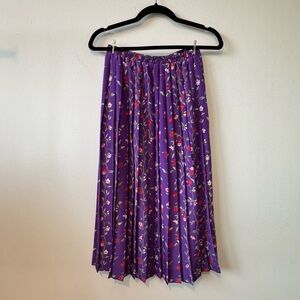 Y2K VTG Leslie Fay Floral Pleated Midi Skirt - Small